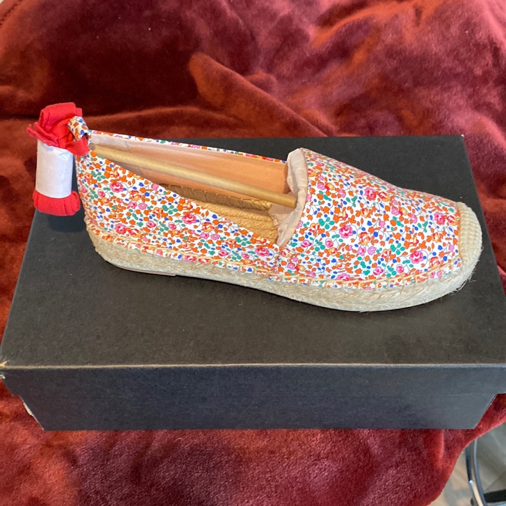 J.Crew Liberty Classic Ankle Tie Espadrille, Size 5.5, Color-Sunset Multi